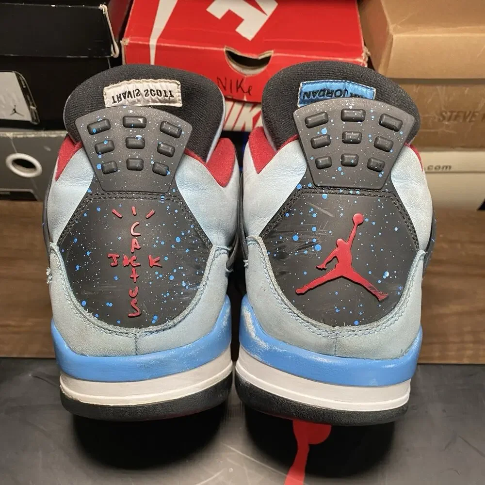 Men's Air Jordan 4 Retro Travis Scott Cactus Jack Blue Size 12 Shoe (308497-406)